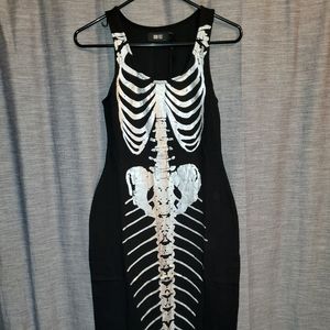 knee length dresses for ladies Skeleton & Roses Sheer Mesh Dress